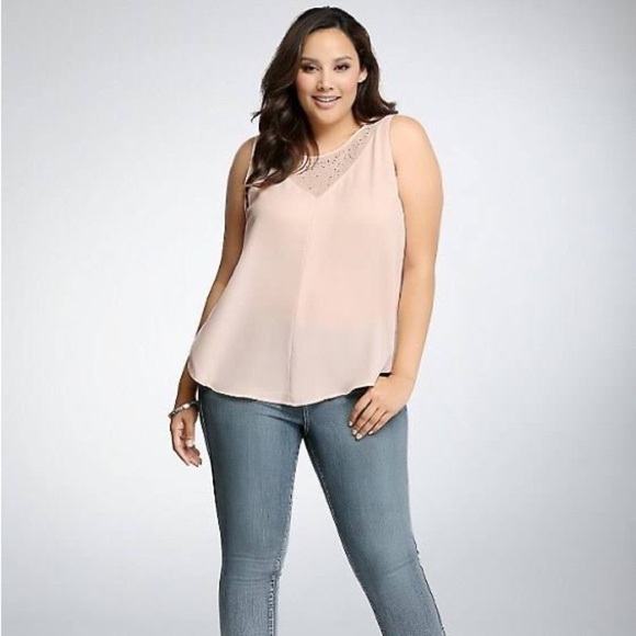 2/40 EUC Torrid Chiffon Sheer Light Pink & Gemstone w/ Gray Back Size Large / 0 - Picture 1 of 8